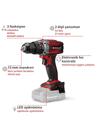 Einhell TE-CD 18/52 Li-i - Solo Akülü Vidalama - 4514346