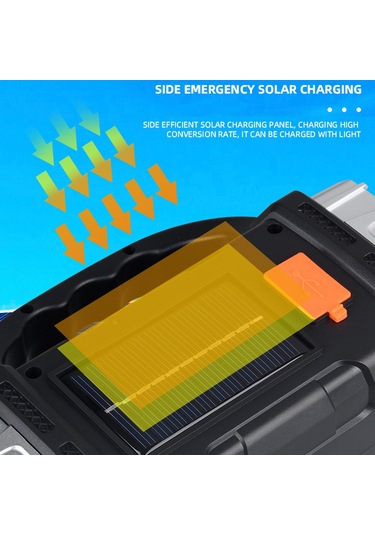 Ranyeek Güneş Enerjili Led El Feneri, 7 Işık Modu, Ön-arka Çift Işık, Yan Lambalı, Powerbank Fonksiyonu, Taşınabilir Kamp Işığı Altın Temel Model Altın