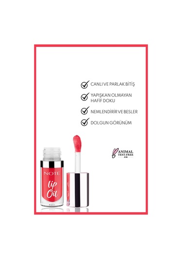 Note Cosmetics Lip Oil Nemlendirici Ve Parlatıcı Dudak Bakım Yag I - 40 Sugar Red - Kırmızı Red Fire