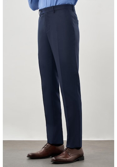 Lacivert Düz Gabardin Esnek Yan Cep Slim Fit Classic Pantolon 1003245209 201 Lacivert