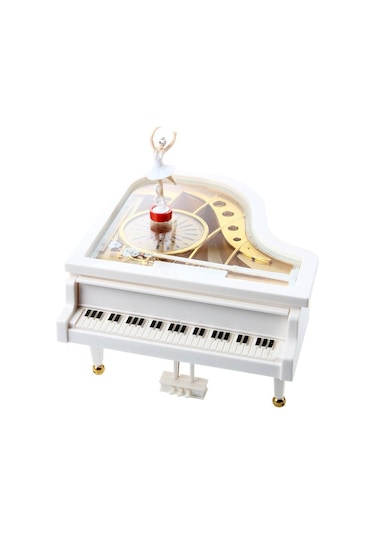 Piyano Müzik Kutusu Dans Eden Balerinli Kurmalı Müzik Kutusu Pilsiz Çalışır