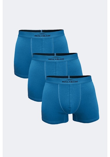 Malabadi Erkek Mavi 3'lü Pamuk Elastan Boxer 3m075