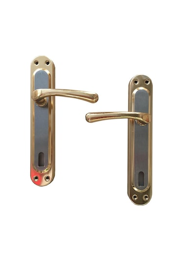 Çelikel Aynalı Kapı Kolu Yale Tipi Altın Metal Oda Kapı Kolu 1410 Kapı Kolu Metal