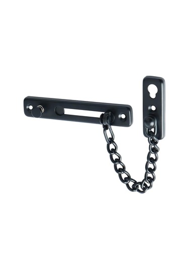 Kapı Zinciri Mandalı, Emniyet Yaylı Hırsızlık Önleyici Pres Kilidi İç Ve Ekstra Ön Kapı İçin, Mat Siyah Kapı Zincirleri 1 Paket