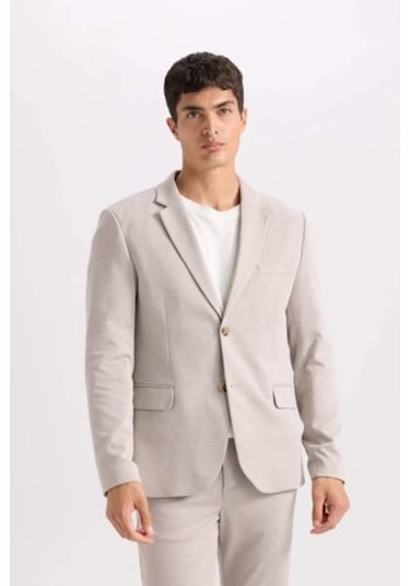 DeFacto Modern Fit Astarlı Düğmeli Blazer Ceket C5990AX24AUBG49 Bej
