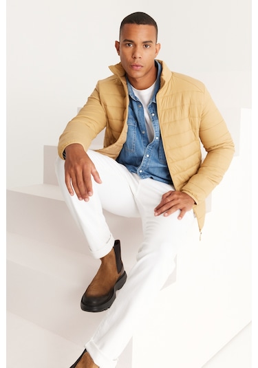 Ac&Co / Altınyıldız Classics Standart Fit Normal Kesim Dik Yaka Erkek Mont Sarı