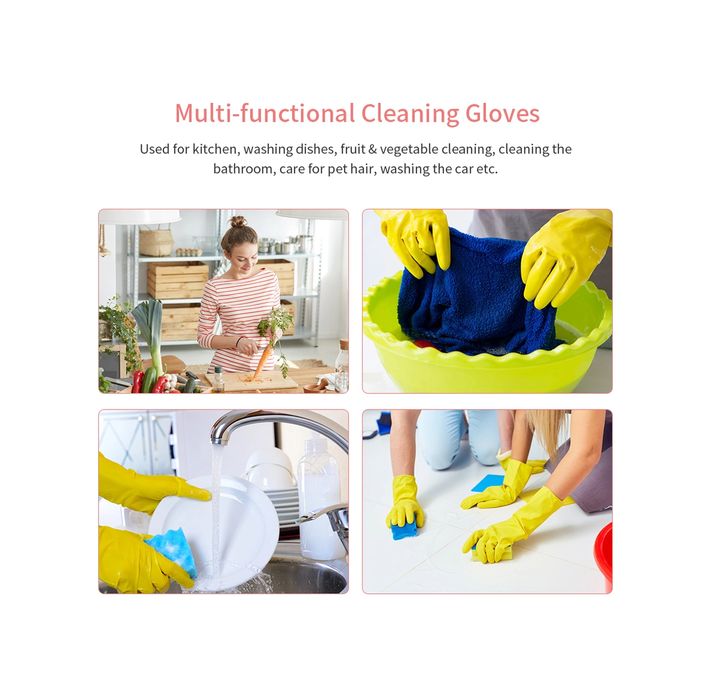 Neevoyu Lateks Eldivenler L Beden - Ev İşleri, Bulaşık & Çamaşır Yıkama İçin İnce, Dayanıklı Ve Konforlu Sarı Tam Parmak Eldiven