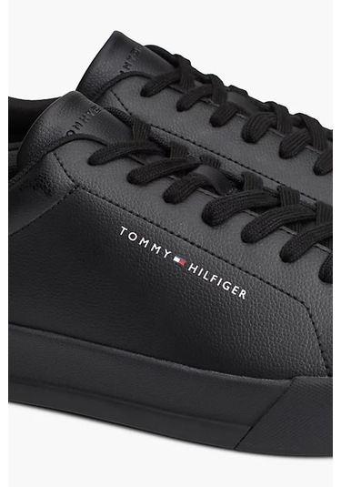 Erkek Th Court Leather Graın Ess Sneakers Triple Black
