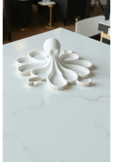 Oxyteez Ahtapot Tasarımlı Dekoratif Stand Beyaz Renk Reçine Tasarım Ev Ve Ofis Dekorasyonu