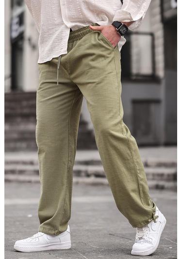 Madmext Paça Detaylı Rahat Kesim Erkek Haki Pantolon 6532-haki Haki