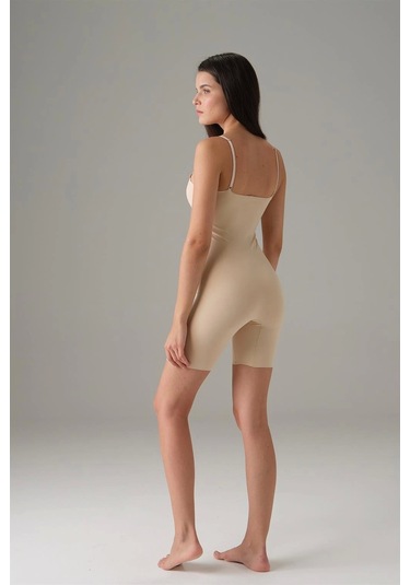 Kadın Ten Dikişsiz Askılı Tulum Bodysuit 12483 Siyah