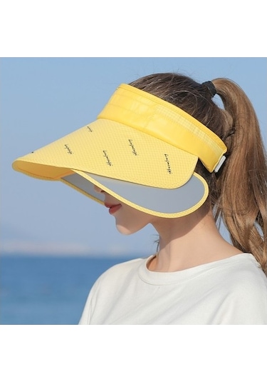 Kadınlar İçin Uv Koruma Sağlayan Şık Güneşlikli Yaz Şapkası Sarı