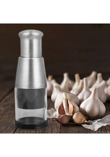 Homyl Preslenmiş Sarımsak Kıyıcı Gıda Kıyma Makinesi Siyah Gümüş