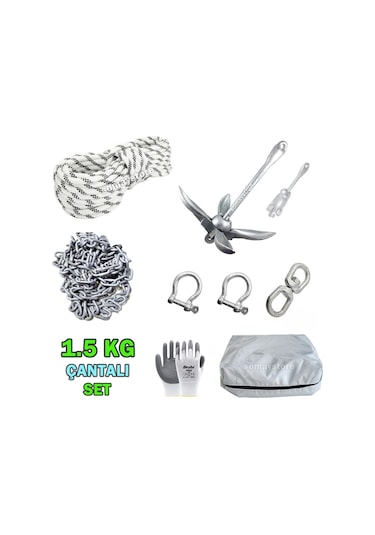 Çantalı Tekne Ve Şişme Bot İçin Hazır Çapa Seti 1.5 Kg