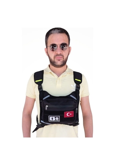 Motorcu Göğüs Çantası Reflektörlü Su Geçirmez Kan Grubu 0rh+