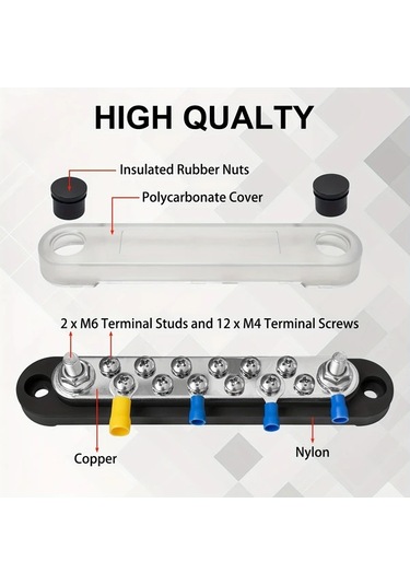 Motion003 12m4 Terminal Güç Dağıtma Bloğu Siyah Kırmızı 30 Mavi Bağlayıcı Kapak Vida