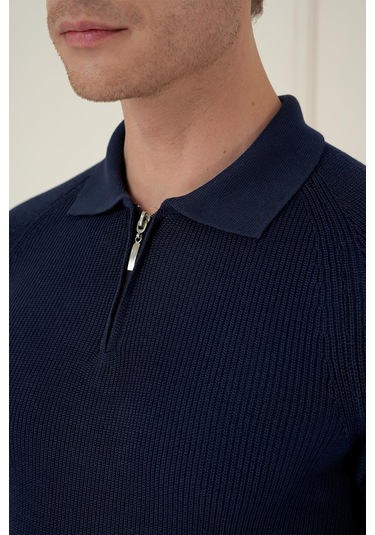 Tr 878 Triko Slim Fit Lacivert Basic Lacivert