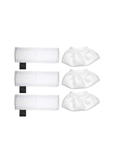 Pazly Karcher Sc2/sc3/sc4/sc5 İçin 6 Parça Mikrofiber Set - 3 Nozul Kapak + 3 Paspas
