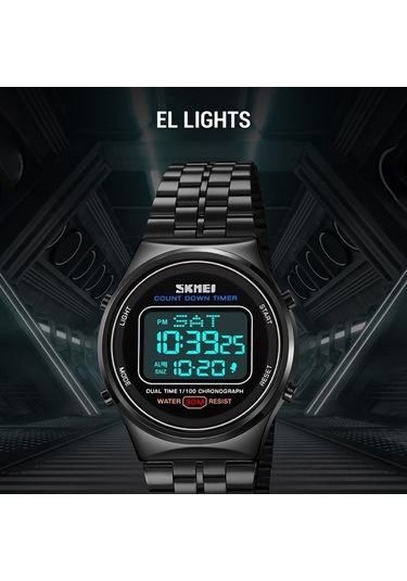 Fastbuy Skmeı 1882 Çok Fonksiyonlu Erkekler 30m Su Geçirmez Paslanmaz Çelik Dijital Bilek Saati Siyah Beyaz Çok Renkli