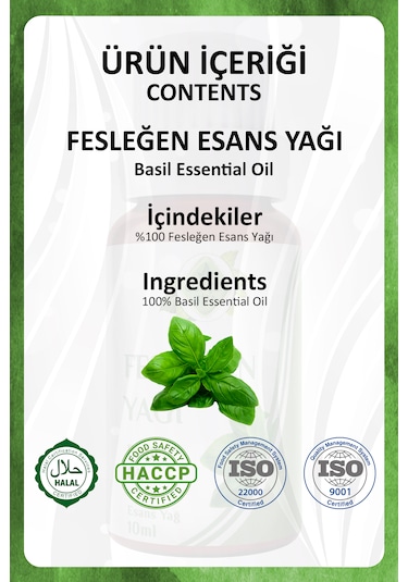 Fesleğen Yağı Basil Essential Oil 10 Ml.