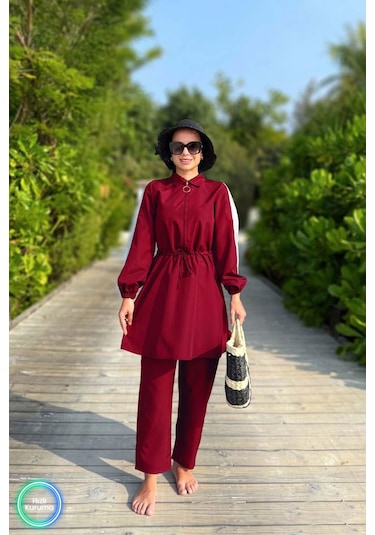 Kahijab Payet Detay Tesettür Mayo - Bordo Bordo