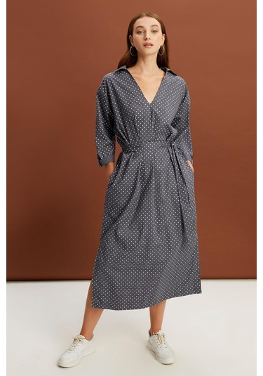 Alexandergardı Yakalı Kemerli Uzun Elbise B22-24800 001