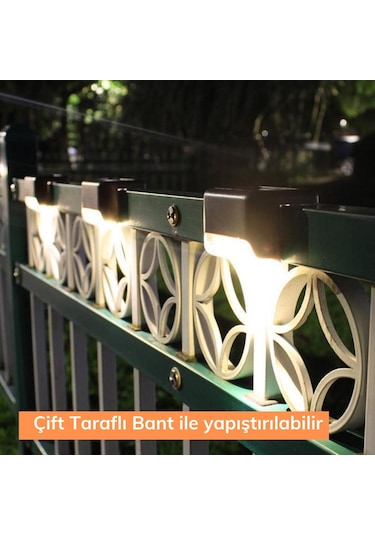 Solar Güneş Enerjili Şarj Edilen Köşebent Merdiven Veranda Bahçe Yolu Led Lamba Işık 4 Adet 4767 Çok Renkli