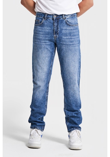 Itsbasic Erkek Kot Rengi Slim Fit Likralı Kumaş Denim Mavi