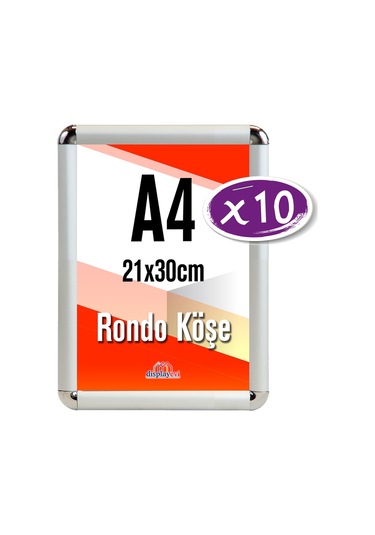 Alüminyum Çerçeve Rondo Köşe 21x30cm A4 / 10 Adet