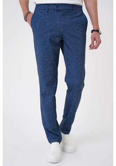 Efor Comfort Fit Kırçıllı Beli Lastikli Gece Mavisi Jogger Pantolon P 1176 Mavi