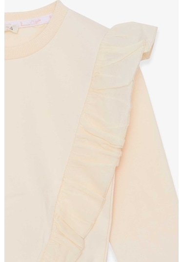 Kız Çocuk Sweatshirt Beli Lastikli Krem (4-8 Yaş)