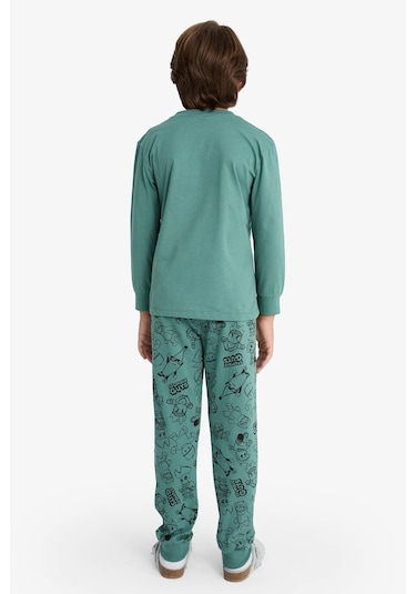 Defacto Erkek Çocuk Stumble Guys Pijama Takımı Uzun Kollu Üst Uzun Alt F5176a825augn469 Yeşil