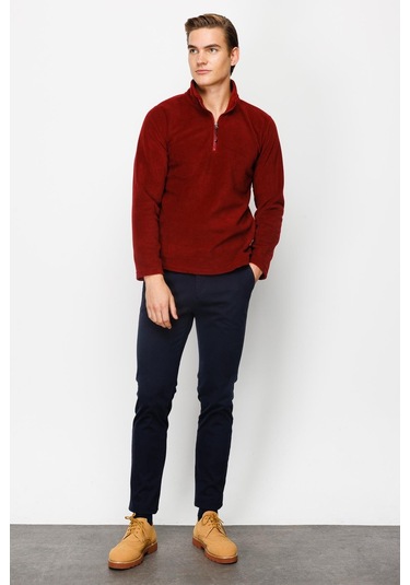 İgs Erkek Bordo Standart Yarım Fermuar Polar Bordo