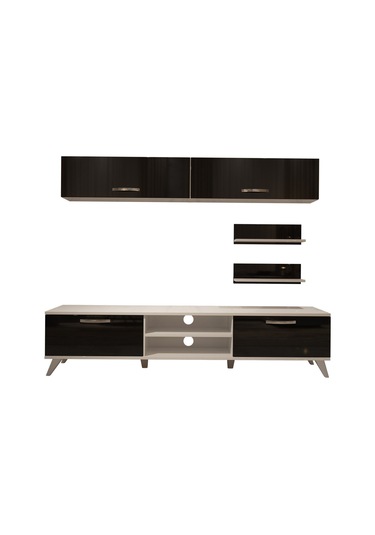 Decoraktiv Eko 5 Slm Dvd Retro Tv Ünitesi Tv Sehpası Beyaz - Siyah