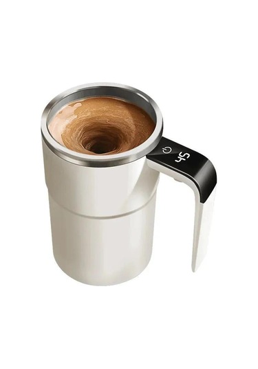 Neevoyu 380ml Beyaz Akıllı Otomatik Karıştırıcı Kupa - Çelik Yapı, Sıcaklık Ölçer, Şarj Edilebilir, Hafif Ve Dayanıklı