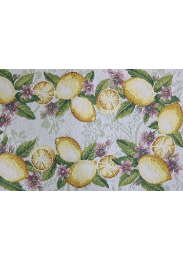 Belıeve Lemon Jakarlı Dokuma Goblen Dekoratif 6lı Amerikan Servisi Sarı Meyveli 30 45 Sarı