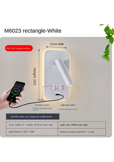 Ayarlanabilir Duvar Lambası Başucu Çalışma Odası Okuma Aplik Lambası Beyaz Beyaz