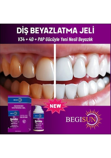 Begisun V34 Leke Karşıtı Diş Beyazlatıcı Mor Jel 50 ML
