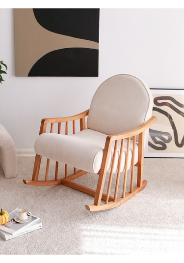 Klea Ahşap Sallanan Koltuk Beyaz