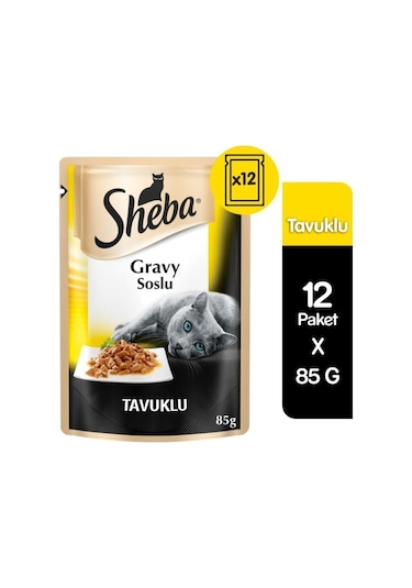 Sheba Tavuklu Gravyn Pouch Yetişkin Kedi Maması 12 x 85 G