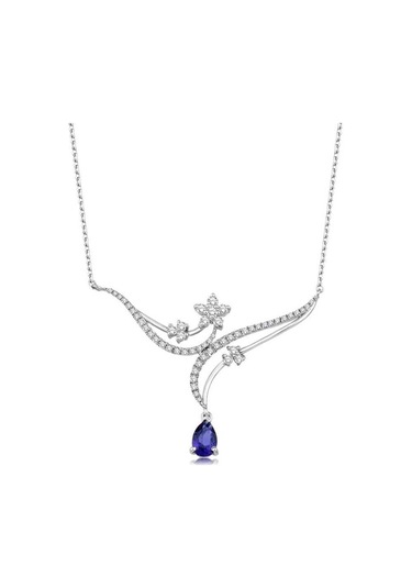 0.86 Karat Pırlanta Safir Kolye T13382