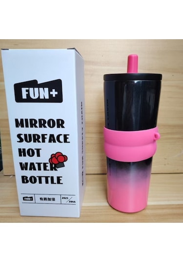 Yuntech01 316 Paslanmaz Çelik Seyahat Bardak, İçecek İçin Pipetli, Taşınabilir Askı Koluyla, Modern Tasarım Siyah