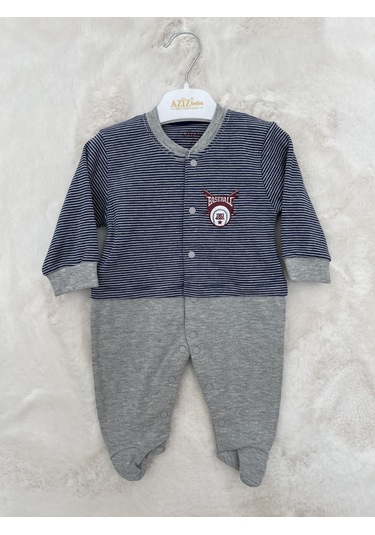 Kadife Ayaksız Patiksiz Tulum 0-6 Ay Lacivert