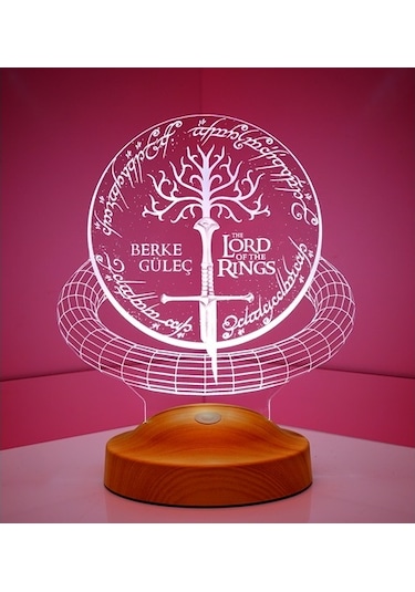 3D Yüzüklerin Efendisi, Lord of the Rings Kişiye Özel 3 Boyutlu Led Lamba