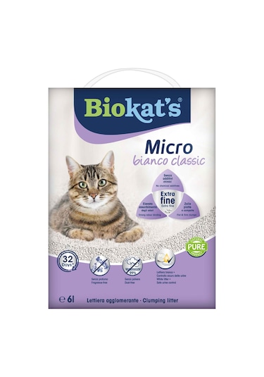 Biokat's Micro Bianco Classic Topaklaşan Kokusuz Kedi Kumu 6 L
