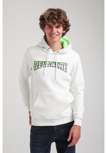 Kapüşonlu Ekru Slim Fit Hoodie 23fwm64058 Ekru