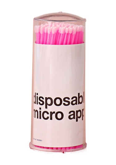 Wezone 100'lü Şeffaf Kutu Pembe Diş Temizleme Mikro Fırça - Kirpik & Kaş & Dudak Temizliği İçin Ambalajlı Tüp