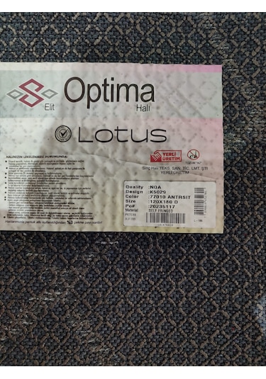 Optima Halı Lotus 77010 Antrasit 120 180