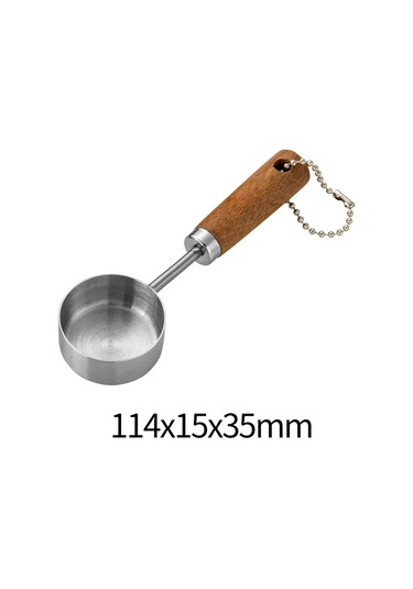 Yunboo 10ml Paslanmaz Çelik Kahve Ölçü Kaşığı, Ahşap Saplı, Ergonomik Tutuş, Doğru Ölçüm, Ev Fırın Gereci Gümüş