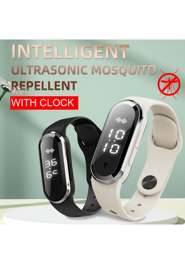 Kangvka Beyaz Ultrasonik Sinek Kovucu Bileklik - Zaman Gösterici, Dış Mekan Koruması, Çocuk Ve Yetişkin Uygun M21